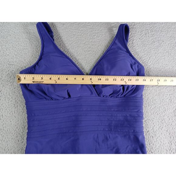 Aqua Green One Piece Swimsuit Womens XL Purple Solid Cheeky Padded V Neck NWT - Picture 6 of 10